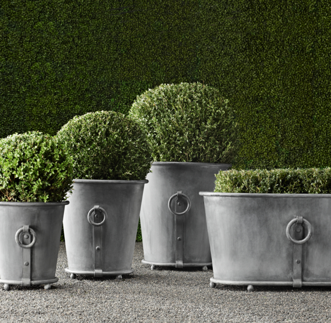 Estate Zinc Ring Round Planters