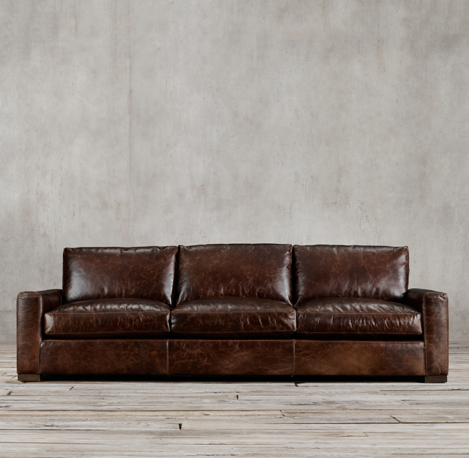 Maxwell Leather Three Seat Cushion Sofa