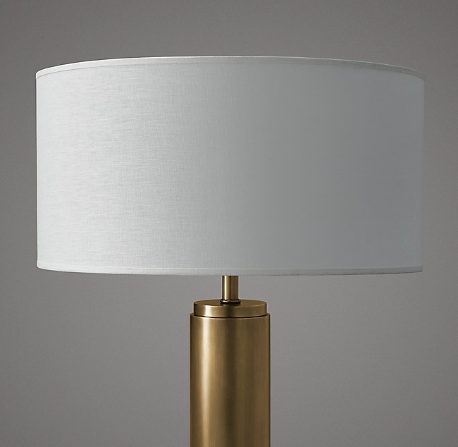 French Drum Linen Shade, White Linen Drum Table Lamp Shade With Gold Lining