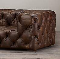 Soho Tufted Leather Sofa, Black Leather Tufted Couch