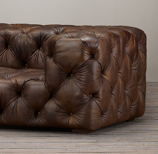 Soho Tufted Leather Sofa, Leather Tufted Sectional Sofa