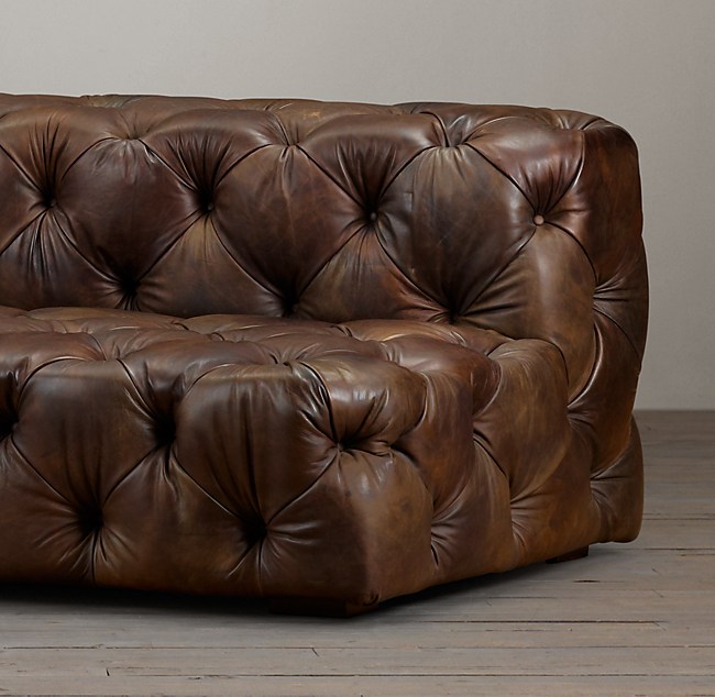 9 Soho Tufted Leather Armless Sofa, Tufted Leather Sofas