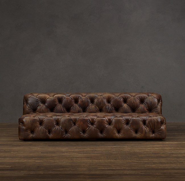10 Soho Tufted Leather Armless Sofa, Restoration Hardware Soho Tufted Leather Sofa