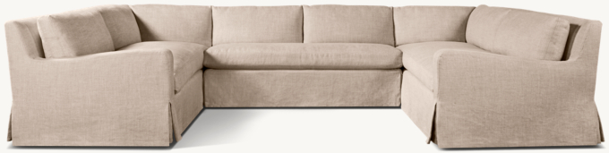 Belgian Slipcovered Slope Arm U-Sofa Sectional