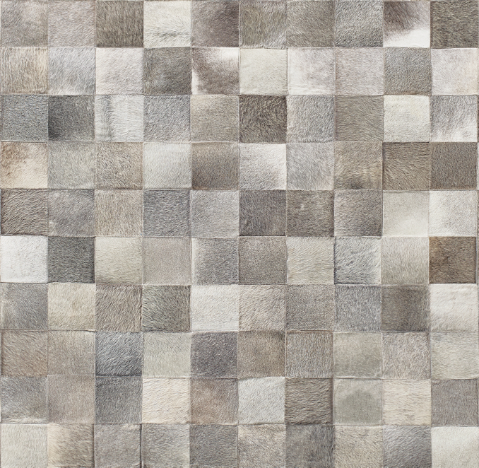 Overhead view of Potrero Hide Patchwork Rug Swatch 