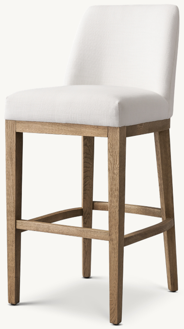 Three Quarter view of Morgan Curved-Back Armless Fabric Bar & Counter Stool 
