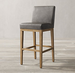 Leather Bar Counter Stools Rh, Grey Leather Bar Stools With Arms