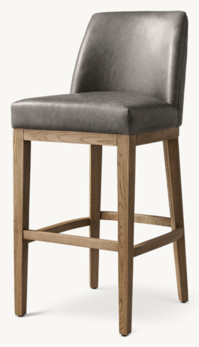 Three Quarter view of Morgan Curved-Back Armless Leather Bar & Counter Stool 