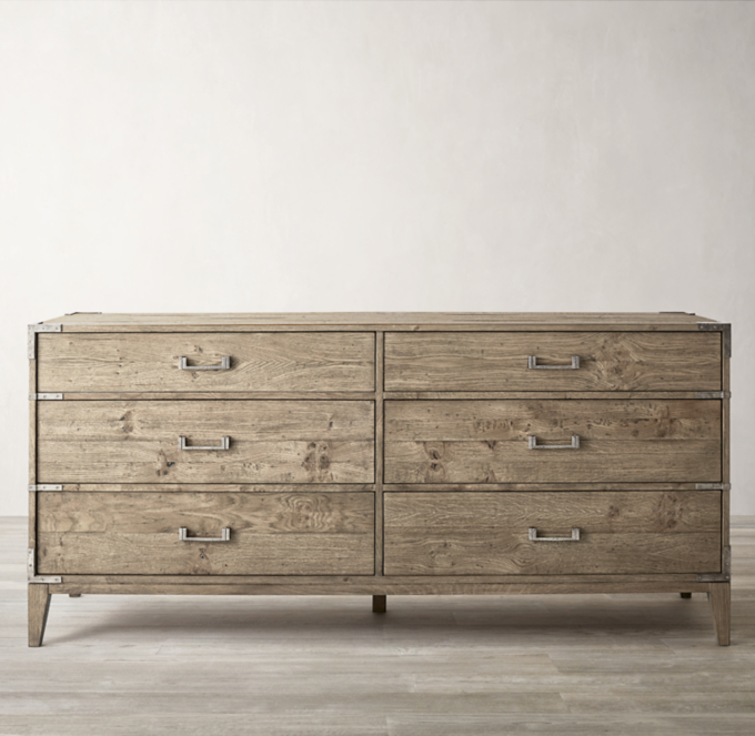 Cayden Campaign 6 Drawer Dresser With Corner Brackets