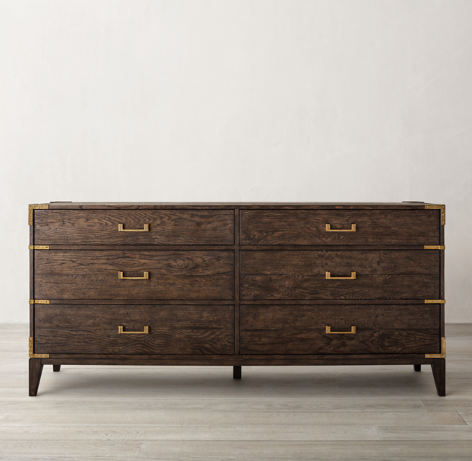 Cayden Campaign 6 Drawer Dresser With Corner Brackets