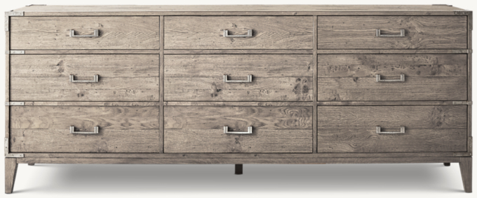 Cayden Campaign 9-Drawer Dresser With Corner Brackets