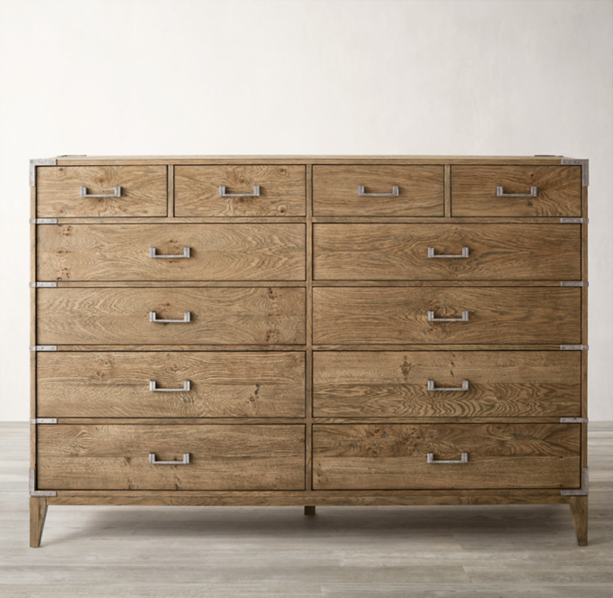 Cayden Campaign 12 Drawer Dresser With Corner Brackets