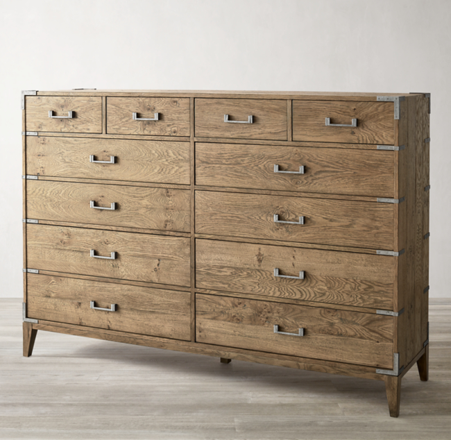 Cayden Campaign 12 Drawer Dresser With Corner Brackets