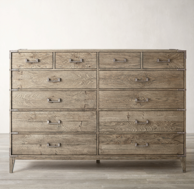 Cayden Campaign 12 Drawer Dresser With Corner Brackets