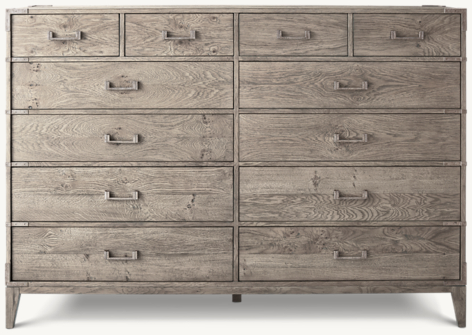 Cayden Campaign 12-Drawer Dresser With Corner Brackets