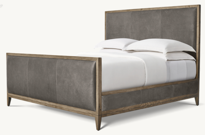 Cayden Campaign Leather Panel Bed with Footboard