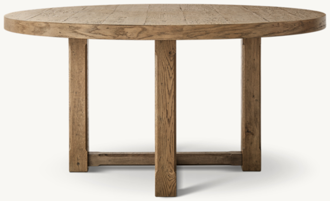 Front view of Cayden Campaign Round Dining Table 