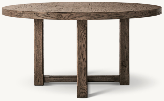 Front view of Cayden Campaign Round Dining Table 