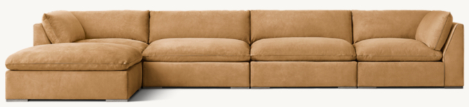 Costera Modular Leather 5-Piece Left-Arm Chaise Sectional