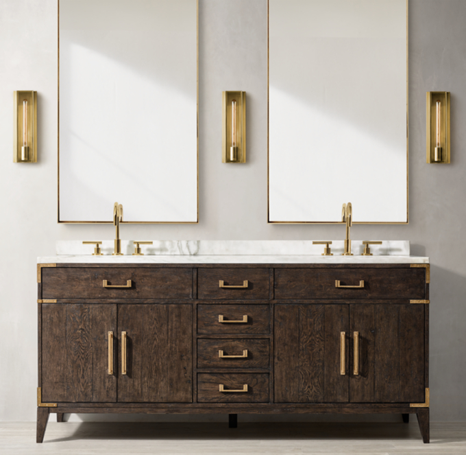 Cayden Campaign Double Vanity with Corner Brackets