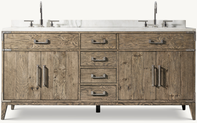 Cayden Campaign Double Vanity with Corner Brackets