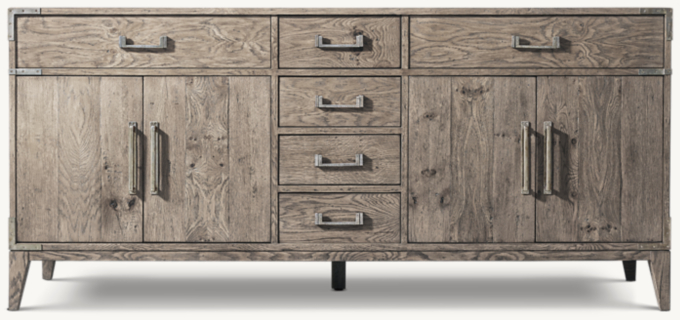 Cayden Campaign Double Vanity Base with Corner Brackets