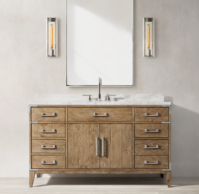 Cayden Campaign Single ExtraWide Vanity with Corner Brackets