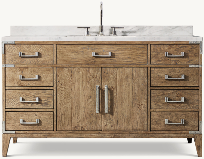 Cayden Campaign Single ExtraWide Vanity with Corner Brackets RH