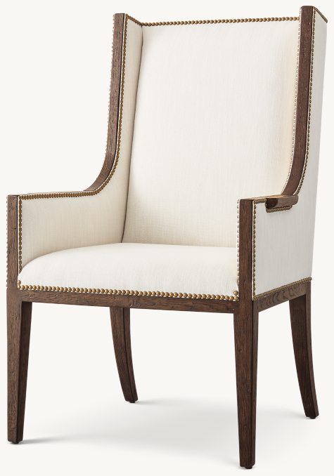 Three Quarter view of Ames Fabric Dining Armchair 