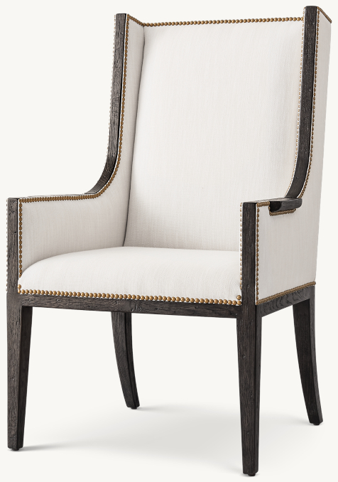 Three Quarter view of Ames Fabric Dining Armchair 
