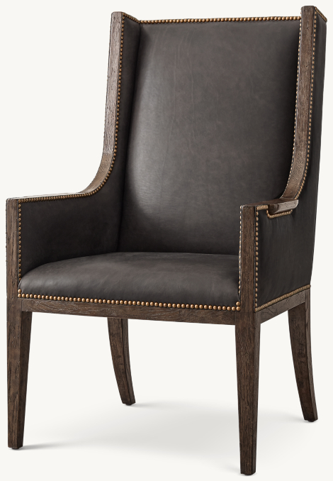 Three Quarter view of Ames Leather Dining Armchair 