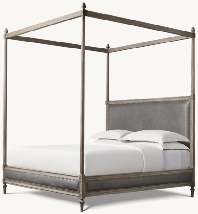Maison Leather Panel Canopy Bed