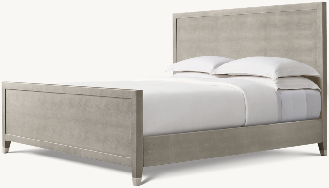 Three Quarter view of Graydon Shagreen Panel Bed With Footboard 
