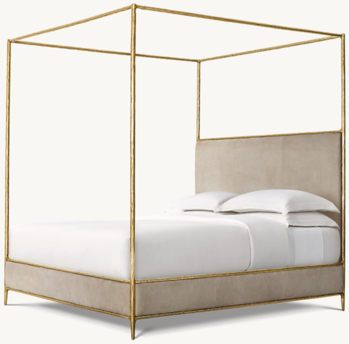 Thaddeus Leather Panel Canopy Bed