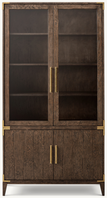Cayden Campaign Glass Double-Door Sideboard & Hutch