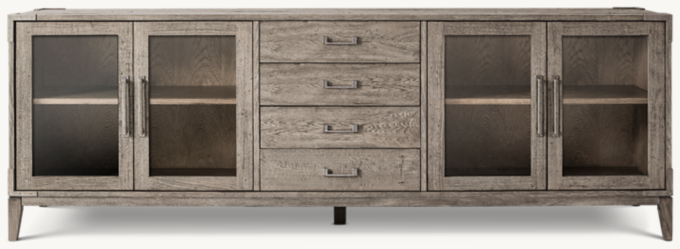 Cayden Campaign Glass 4-Door Sideboard With Drawers