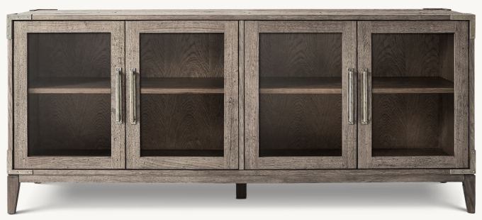 Cayden Campaign Glass 4-Door Sideboard