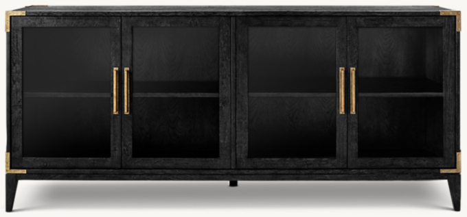 Cayden Campaign Glass 4-Door Sideboard