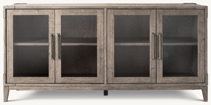 Cayden Campaign Glass 4-Door Media Console