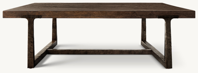 Square table shown in Waxed Brown Oak/Bronze.