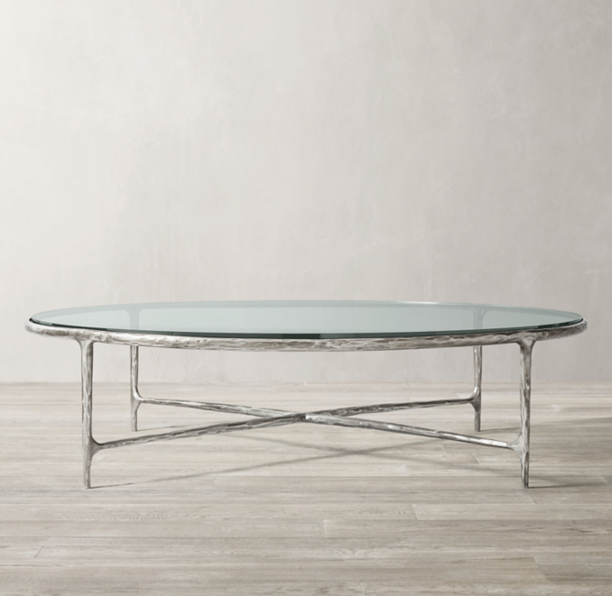 Thaddeus Pewter & Glass Round Coffee Table