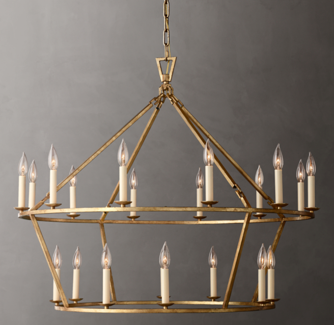 19th C. English Openwork Two-Tier Round Chandelier 40\"