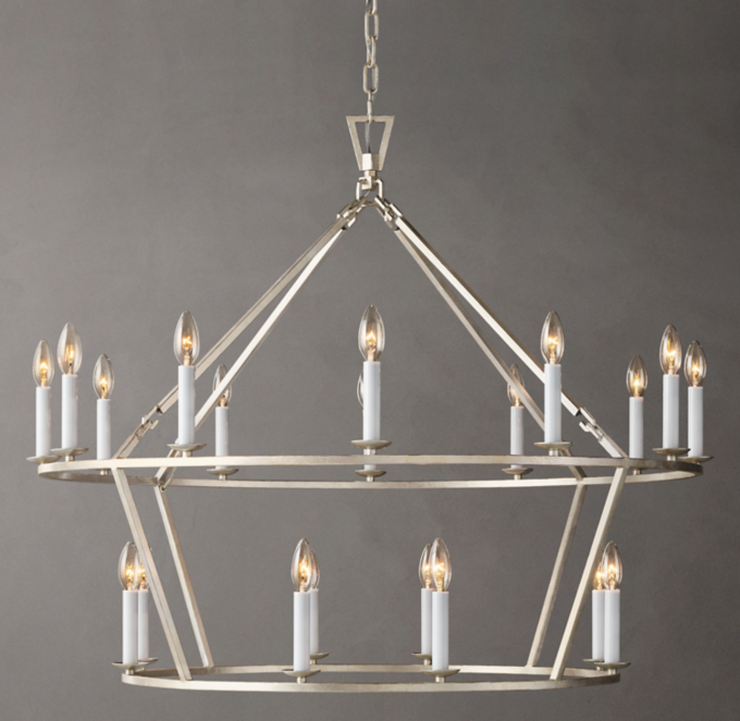 19TH C. ENGLISH OPENWORK TWO-TIER ROUND CHANDELIER 40\"
