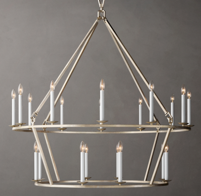 19TH C. ENGLISH OPENWORK TWO-TIER ROUND CHANDELIER 50\"