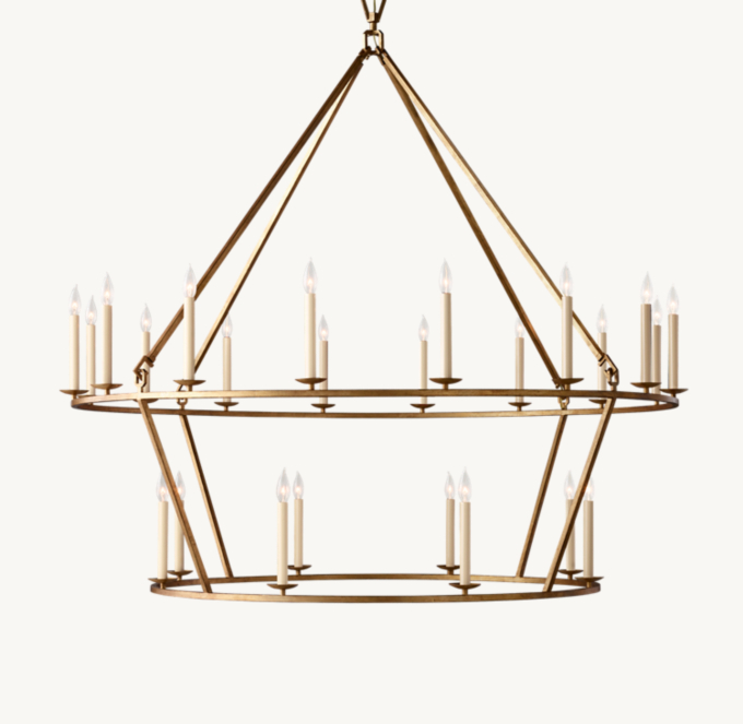 19th C. English Openwork Two-Tier Round Chandelier 62\"