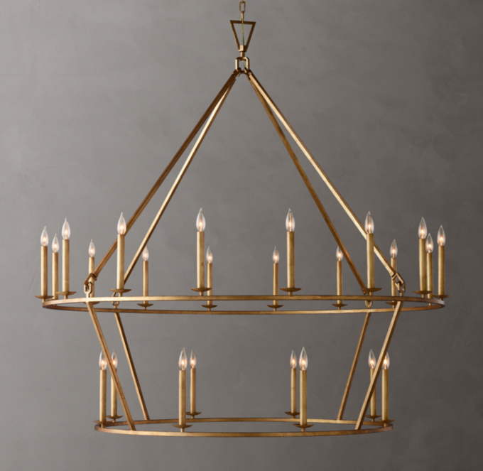 19th C. English Openwork Two-Tier Round Chandelier 62\"