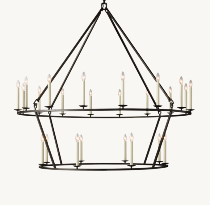 19th C. English Openwork Two-Tier Round Chandelier 62\"