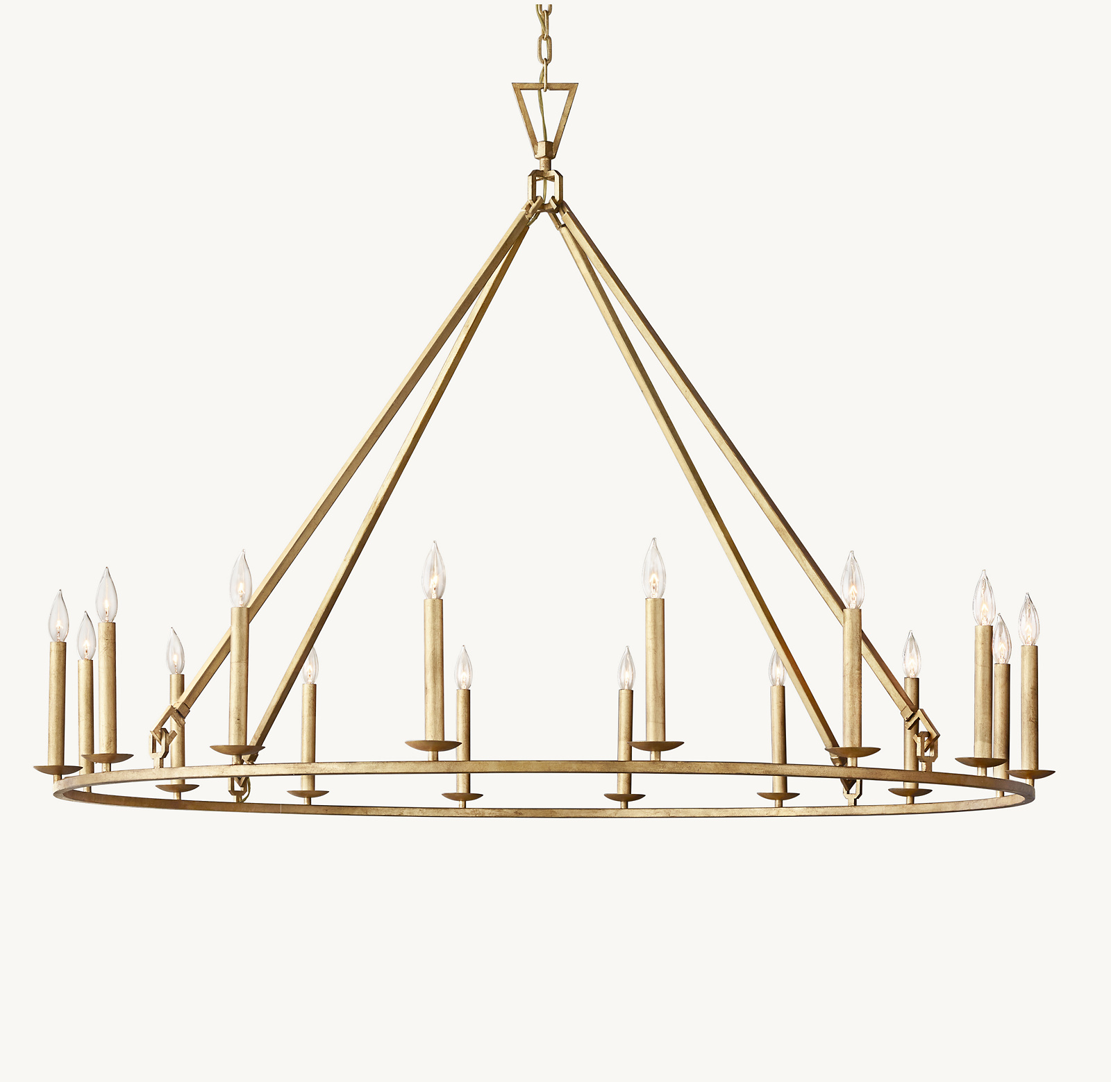 Shown in Gilded Iron with metal candle sleeves (sold separately) in matching finish.