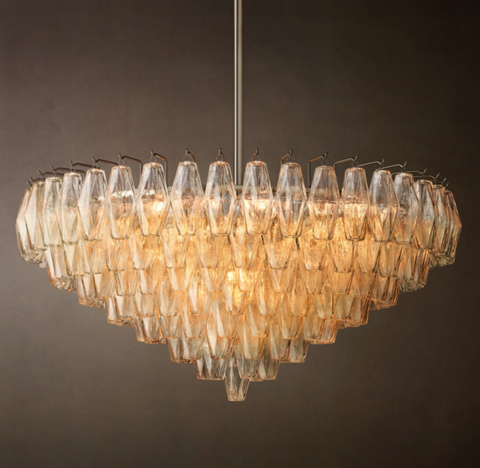 37" chandelier shown in Satin Nickel.