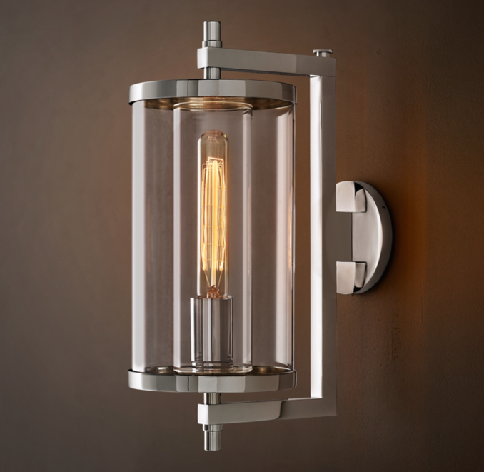 16" sconce shown in Polished Chrome with clear glass shade.